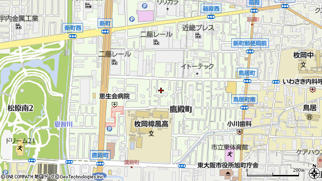 〒579-8036 大阪府東大阪市鷹殿町の地図