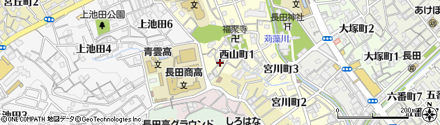 兵庫県神戸市長田区西山町1丁目周辺の地図
