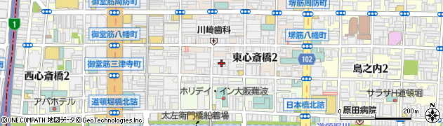 大阪府大阪市中央区東心斎橋2丁目6-21周辺の地図