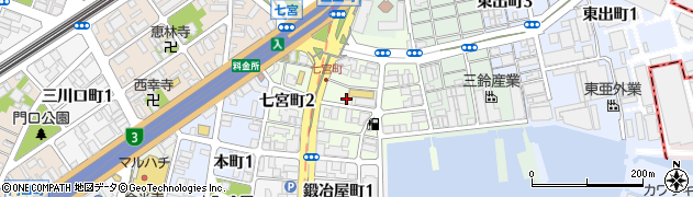 兵庫県神戸市兵庫区七宮町周辺の地図