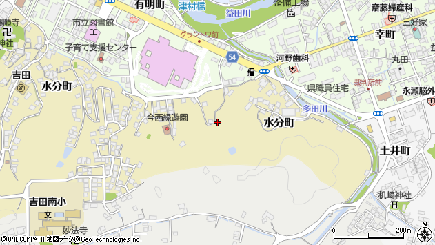 〒698-0032 島根県益田市水分町の地図
