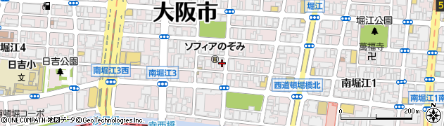 大阪府大阪市西区南堀江3丁目3-2周辺の地図