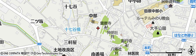 愛知県田原市田原町（北番場）周辺の地図