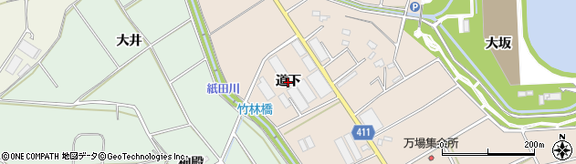愛知県豊橋市西赤沢町（道下）周辺の地図