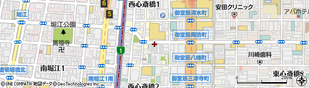 大阪府大阪市中央区西心斎橋周辺の地図