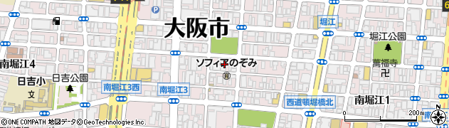 大阪府大阪市西区南堀江3丁目2周辺の地図