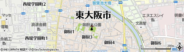 大阪府東大阪市御厨周辺の地図