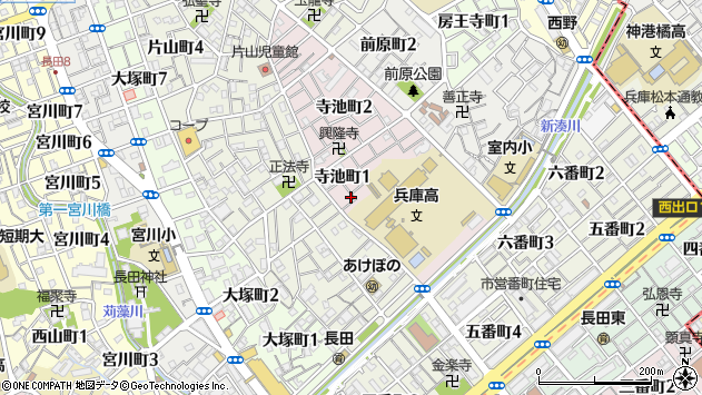 〒653-0804 兵庫県神戸市長田区寺池町の地図