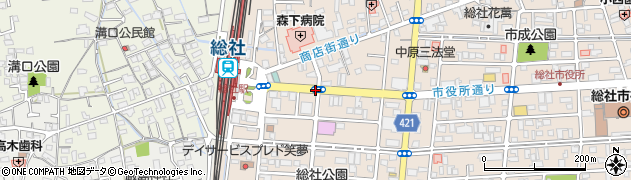 岡山県総社市駅前周辺の地図
