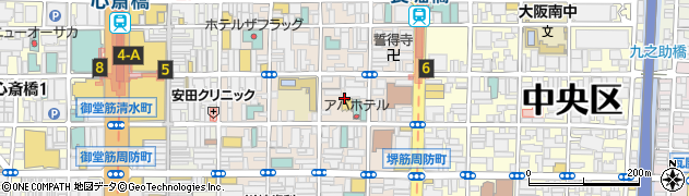 大阪府大阪市中央区東心斎橋1丁目7周辺の地図
