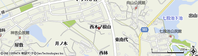 愛知県豊橋市杉山町（西木ノ根山）周辺の地図