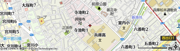 兵庫県神戸市長田区寺池町周辺の地図