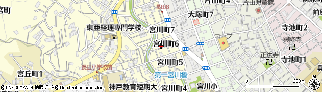兵庫県神戸市長田区宮川町周辺の地図