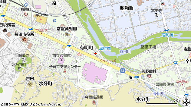 〒698-0022 島根県益田市有明町の地図