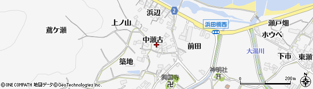 愛知県田原市仁崎町中瀬古周辺の地図