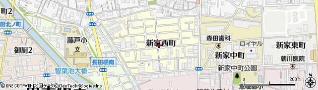 大阪府東大阪市新家西町周辺の地図
