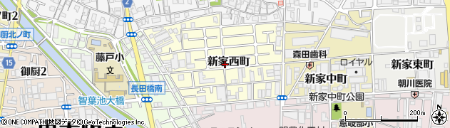 大阪府東大阪市新家西町周辺の地図