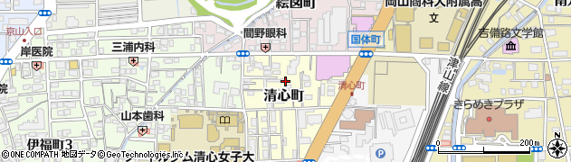 岡山県岡山市北区清心町周辺の地図