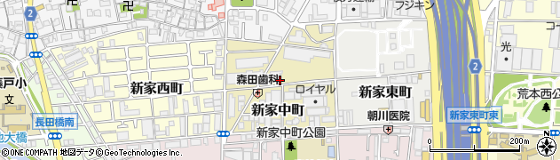 大阪府東大阪市新家中町周辺の地図