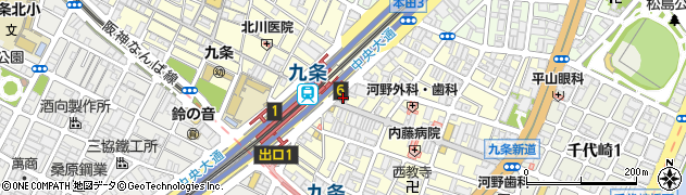 ファミリーマート九条店周辺の地図