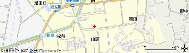 愛知県豊橋市東七根町（山頭）周辺の地図