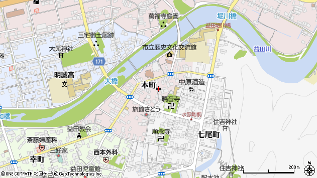〒698-0005 島根県益田市本町の地図