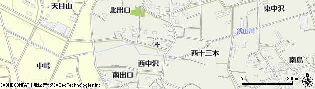 愛知県豊橋市小島町（西中沢）周辺の地図