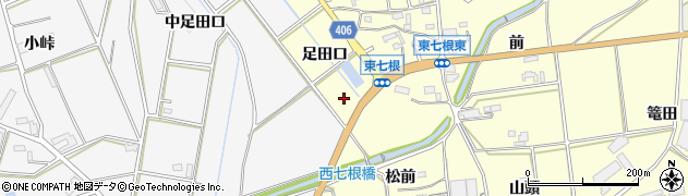 愛知県豊橋市東七根町（足田口）周辺の地図