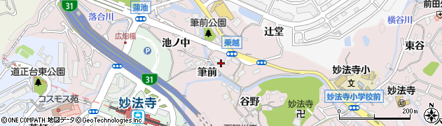 兵庫県神戸市須磨区妙法寺筆前周辺の地図