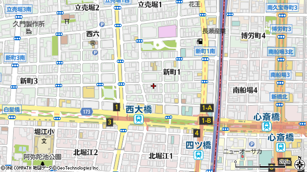〒550-0013 大阪府大阪市西区新町の地図