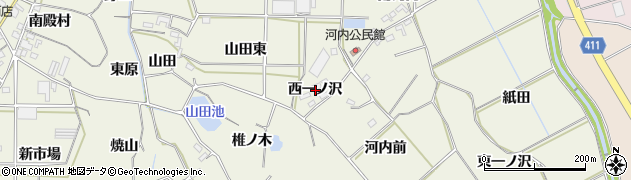 愛知県豊橋市杉山町西一ノ沢周辺の地図