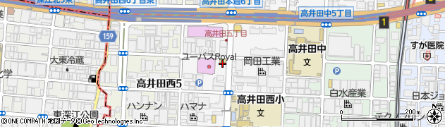 東大阪　高井田食堂周辺の地図