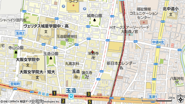 〒540-0004 大阪府大阪市中央区玉造の地図