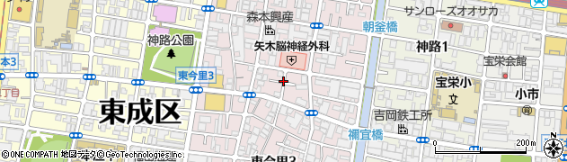 大阪府大阪市東成区東今里周辺の地図
