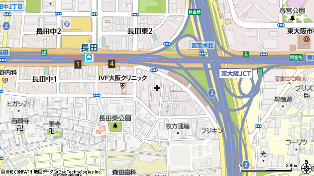 〒577-0012 大阪府東大阪市長田東の地図