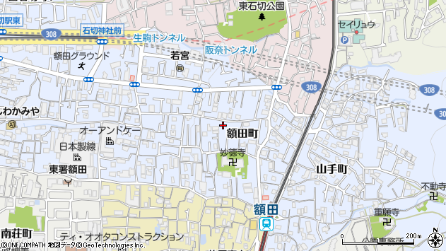 〒579-8021 大阪府東大阪市額田町の地図