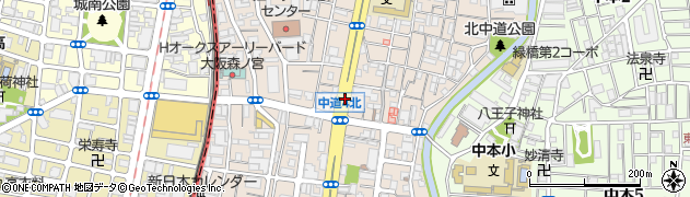 大阪府大阪市東成区中道周辺の地図