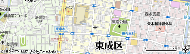 大阪府大阪市東成区東中本周辺の地図