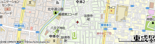 大阪府大阪市東成区中本周辺の地図
