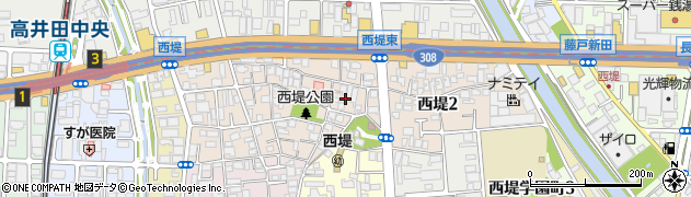 大阪府東大阪市西堤周辺の地図