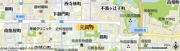 奈良県奈良市中院町周辺の地図
