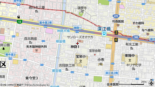 〒537-0003 大阪府大阪市東成区神路の地図
