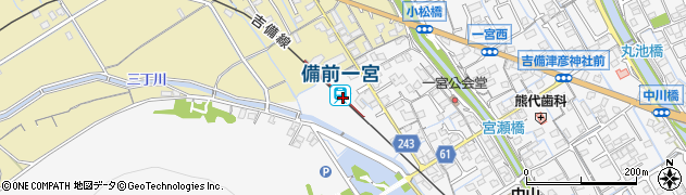 備前一宮駅周辺の地図