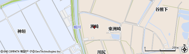 愛知県田原市谷熊町洲崎周辺の地図