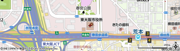 東大阪市役所教育委員会　学校教育部・人権教育室周辺の地図
