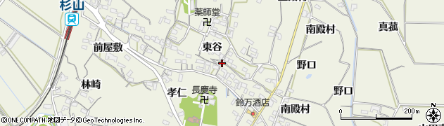 愛知県豊橋市杉山町東谷周辺の地図