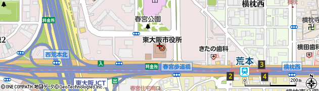 東大阪市役所議会　事務局議事調査課周辺の地図