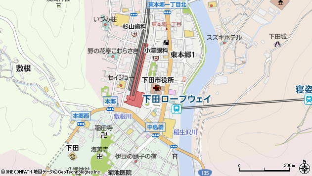 〒415-0000 静岡県下田市（以下に掲載がない場合）の地図