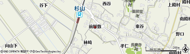 愛知県豊橋市杉山町（前屋敷）周辺の地図