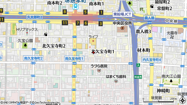 〒541-0057 大阪府大阪市中央区北久宝寺町の地図